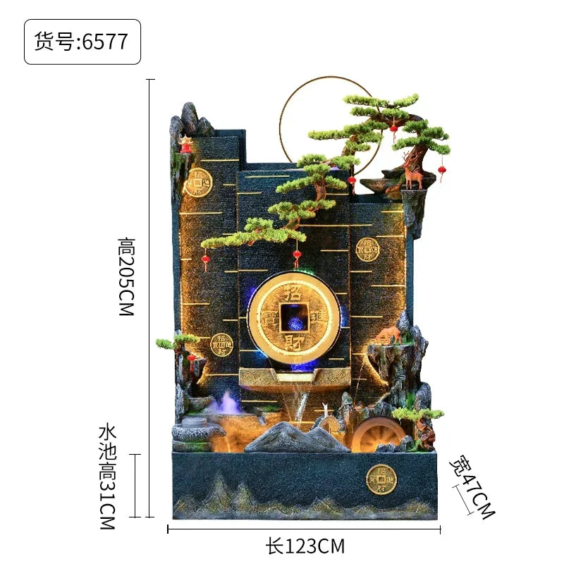 Floor Flowing Water Ornaments Water Curtain Wall Villa Hotel Hall Office Entrance Partition Decoration Courtyard Waterscape