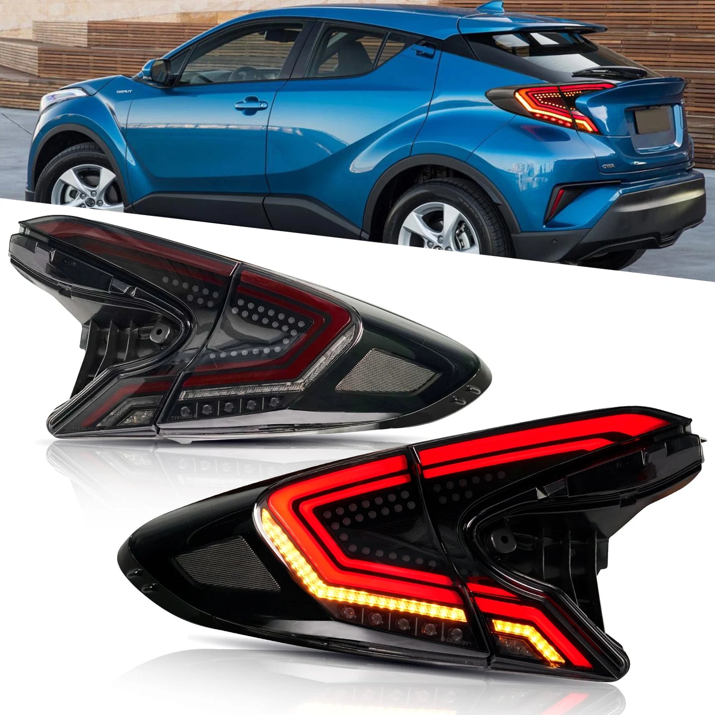 For  CH-R C-HR Led Taillights 2016-up mit DRL + Brake + Park + Signal Lights For  CHR Taillamp