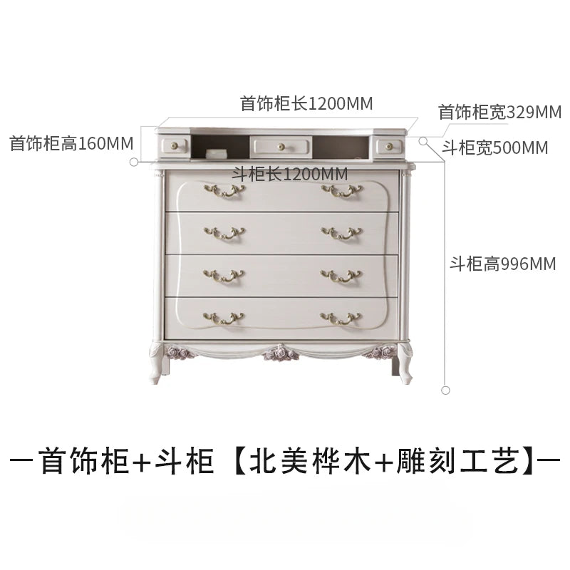 Four chests of solid wood living room porch cabinet bedroom European furniture drawer locker