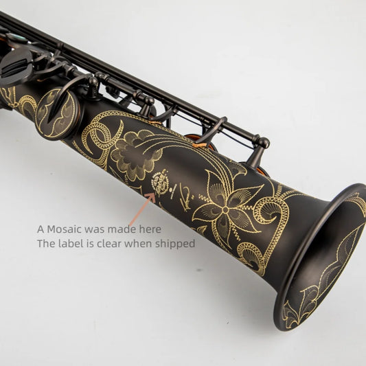 France Soprano Saxophone SS-R54 Black nickel scrub High Quality Straight B flat Sax Musical Free Shipping with Hard boxs