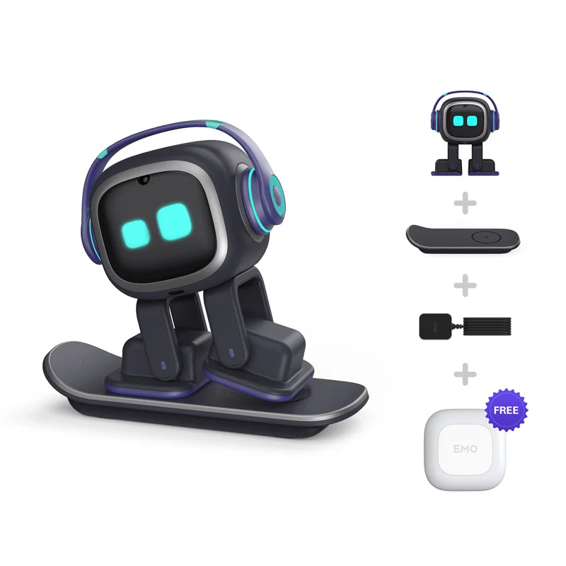Free Shipping Emo Intelligent Robot Companion Chat Electronic Pet Speaker AI Voice Music Playing Wireless Charging Gift