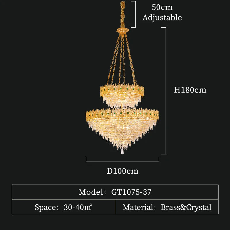 French Duplex Building Large Chandelier Villa Hall Living Room Light Hotel Lobby Light Luxury Crystal Lamp Long Chandelier