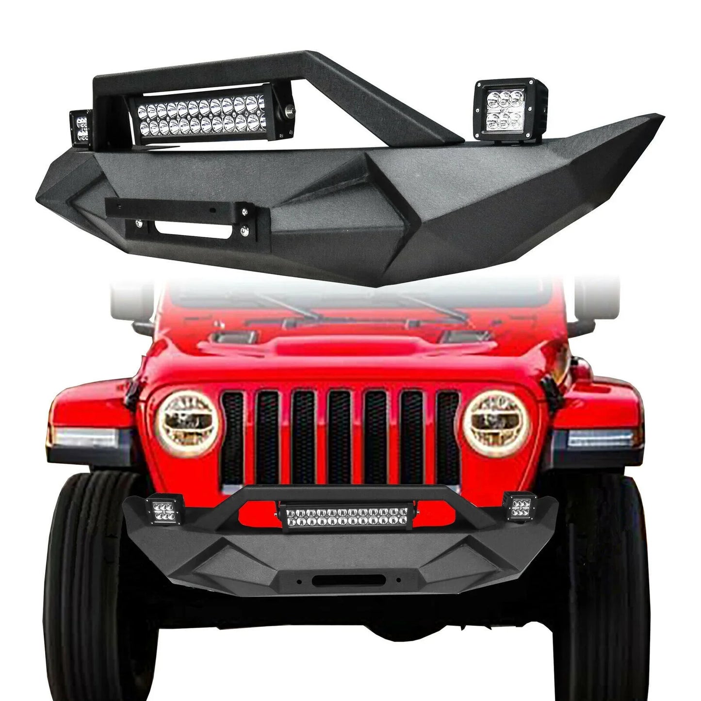 Front Bumper w/LED Light Bar for Jeep Wrangler JK & Unlimited