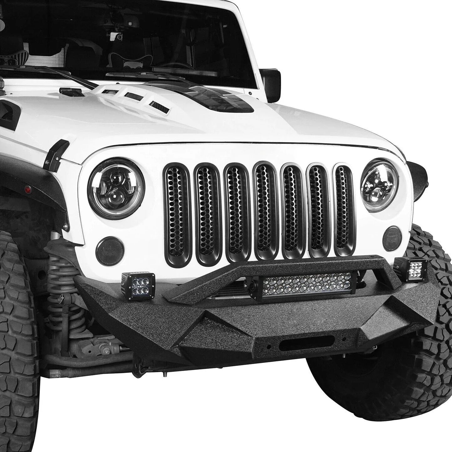 Front Bumper w/LED Light Bar for Jeep Wrangler JK & Unlimited