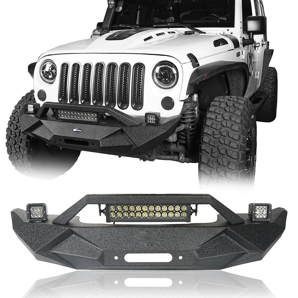 Front Bumper w/LED Light Bar for Jeep Wrangler JK & Unlimited