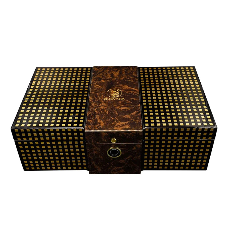 GUEVARA Cedar Wood Cigar Humidor Large Capacity for Hygrometer Glass Top Cigar Box Cabinet Portable Travel Gift Men