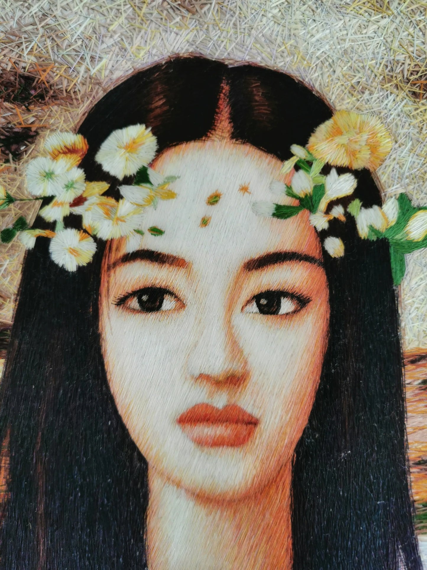 Girl's portrait Chinese handmade silk embroidery painting wall decor Suzhou Embroidery