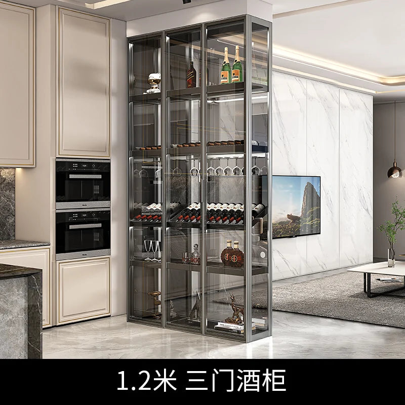 Glass Wine Cabinet Display Cabinet Modern Minimalist Light Luxury High-end Home Living Room Against The Wall Net Red Cabinet