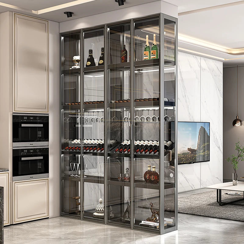 Glass Wine Cabinet Display Cabinet Modern Minimalist Light Luxury High-end Home Living Room Against The Wall Net Red Cabinet
