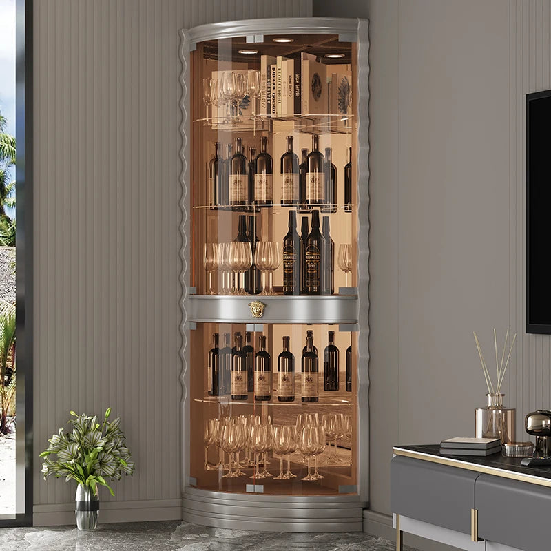 Glass door triangle wine cabinet luxury high-end corner cabinet hand display cabinet red wine cabinet corner cabinet