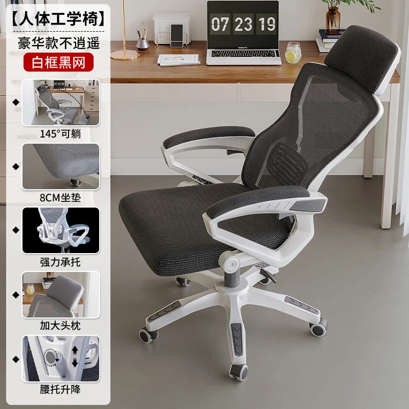 Glides Ergonomic Office Chair Wheels Back Luxury Comfy Office Chair Gaming Boys Home Sillas De Oficina Furniture Decoration