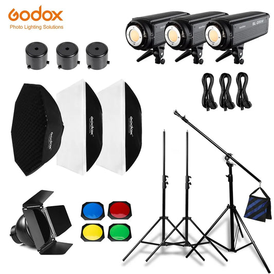 Godox SL-200W Continuous Light Studio LED Light With Softbox+Light stand+Heavy Photography Boom Arm For Professional photography