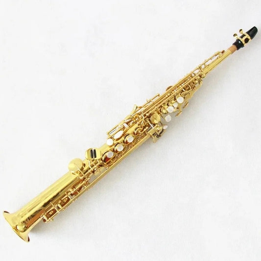 Good price straight soprano saxophone brass body gold lacquer professional saxophone soprano