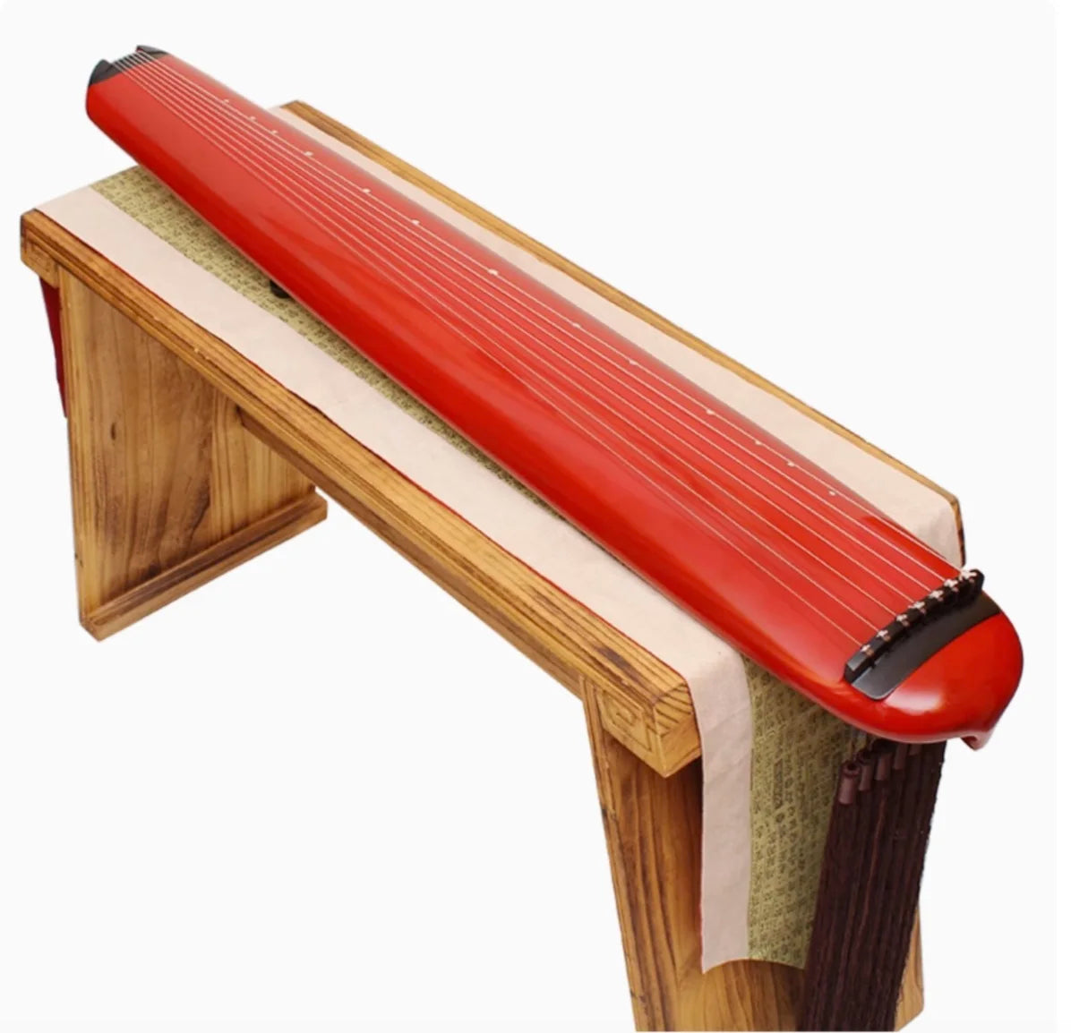 Guqin Cinnabar red fir wood Chaotic style fir wood Chinese string instruments