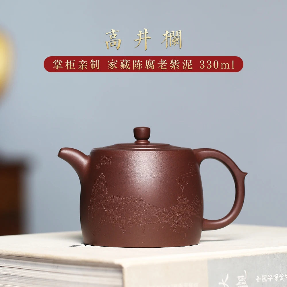 |H pot spring yixing are recommended by Malaysia is pure manual kung fu teapot undressed ore large purple clay bar pot