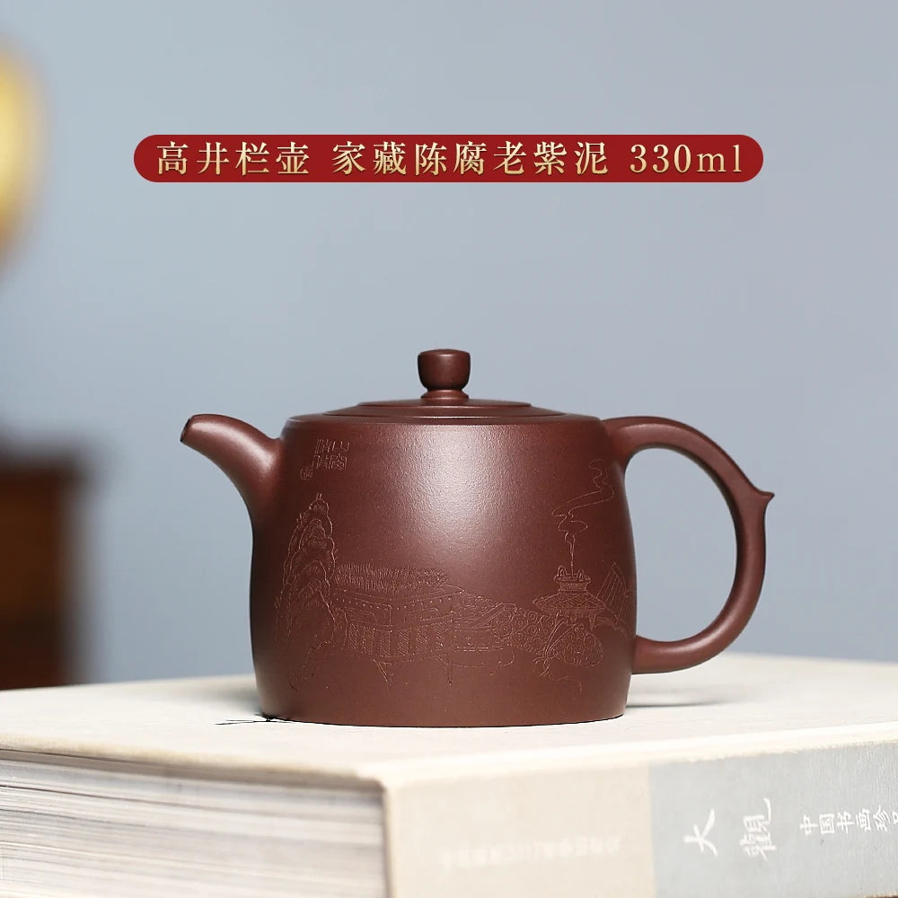 |H pot spring yixing are recommended by Malaysia is pure manual kung fu teapot undressed ore large purple clay bar pot