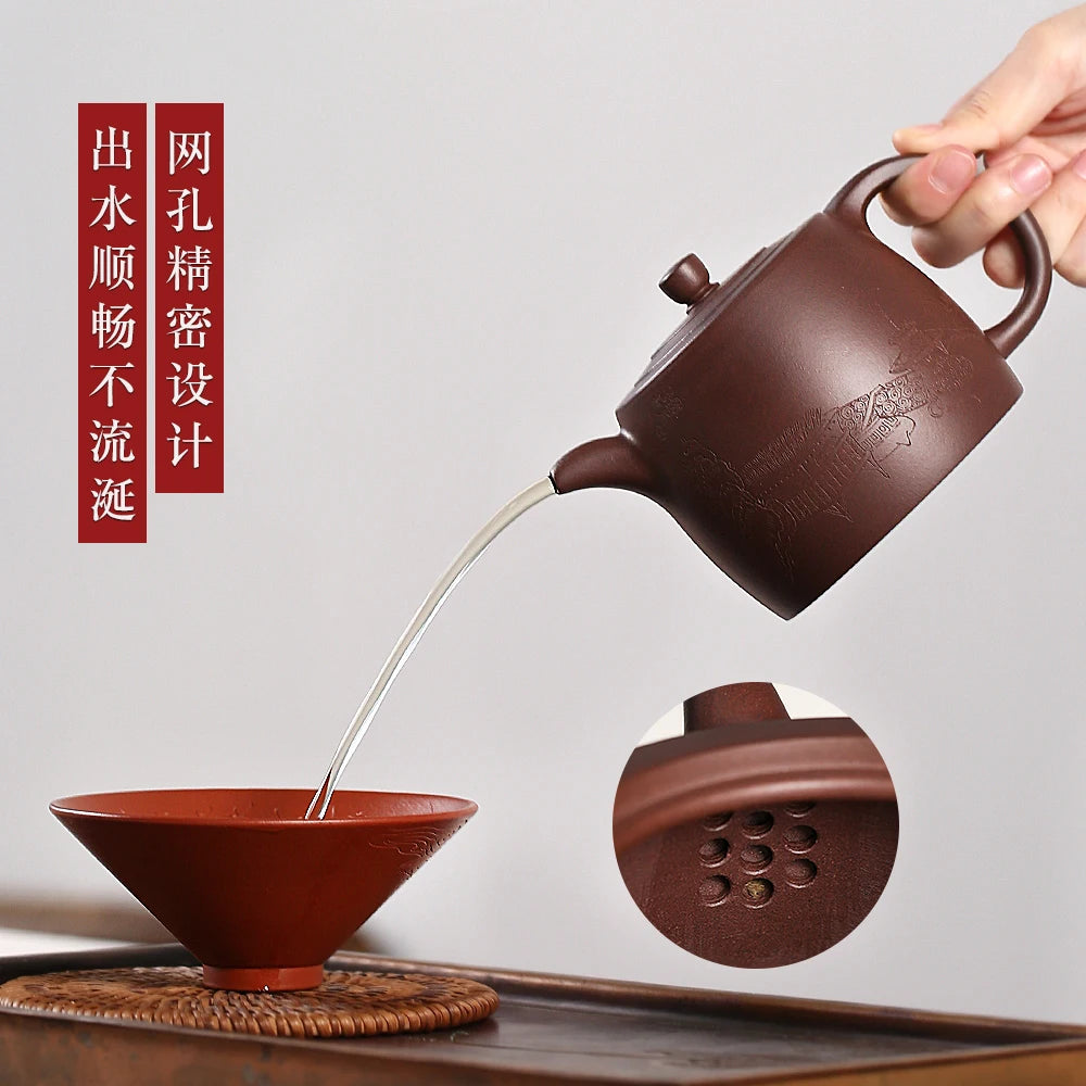 |H pot spring yixing are recommended by Malaysia is pure manual kung fu teapot undressed ore large purple clay bar pot