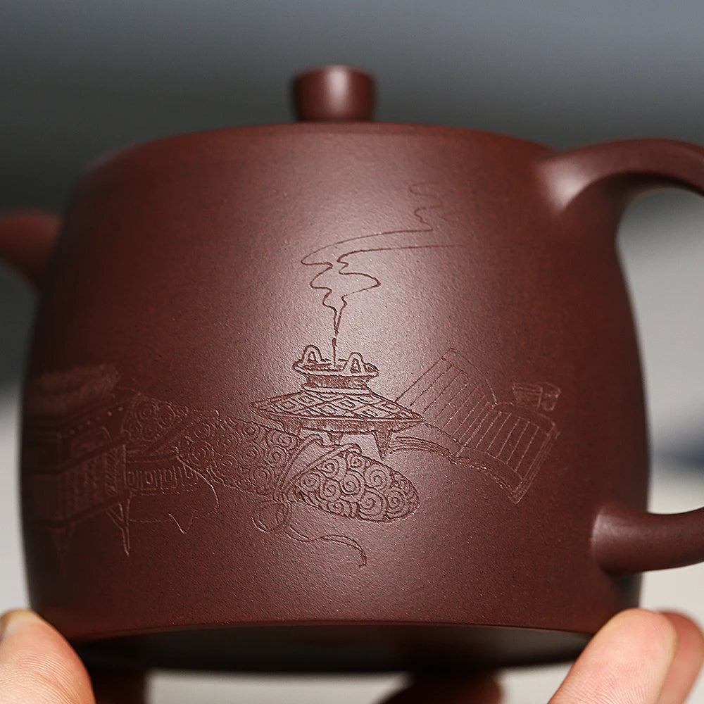 |H pot spring yixing are recommended by Malaysia is pure manual kung fu teapot undressed ore large purple clay bar pot