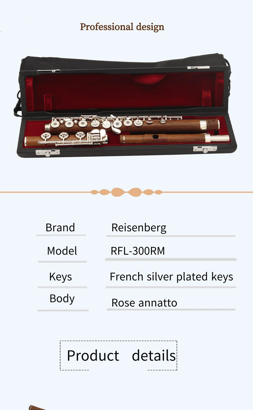 High grade French rosewood 17-key open silver plated flute excellent timbre