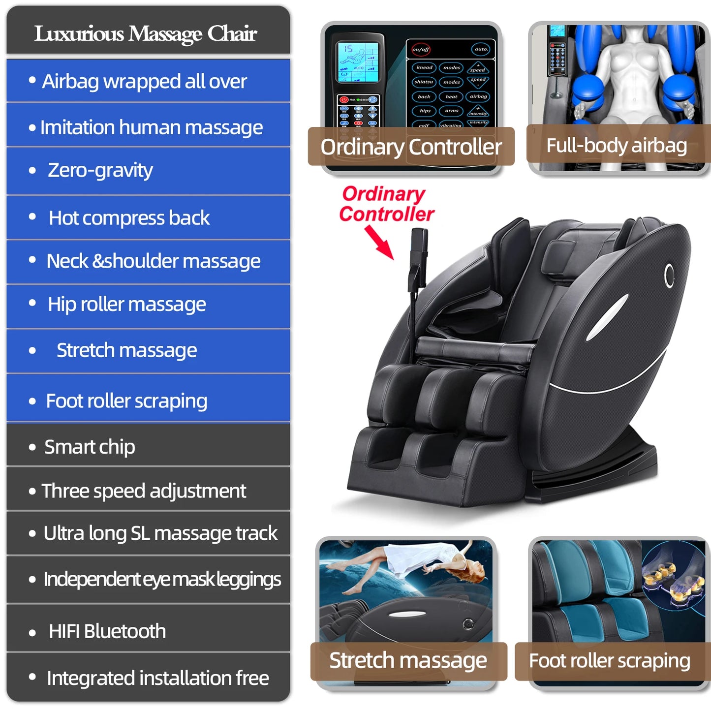 HFR-708 Intelligent Luxury Full-body Electric Massager Home Office Zero-gravity Bluetooth Music Massage Chair