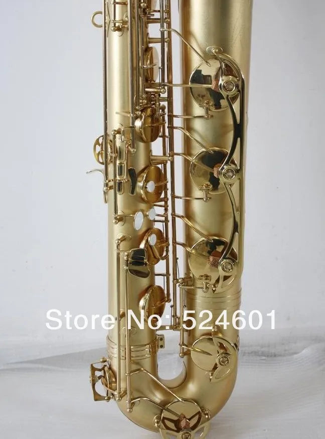 Fast Shipping Unbranded Professional Baritone Saxophone Matte Gold Baritone Sax Surface Gold Lacquer Saxofone