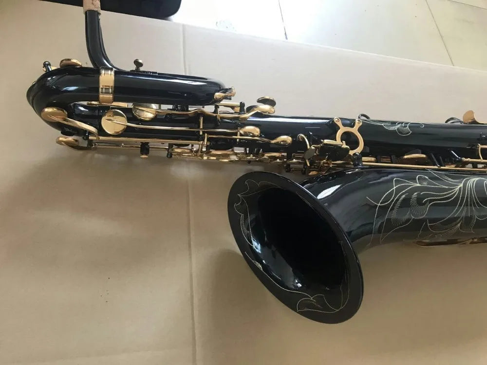 Custom Professional Eb Baritone Saxophone Black Nickel Gold body Low A High F key,high pitch F#,Front F#+case