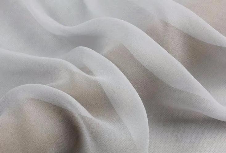 Howmay  100% pure silk fabric georgette 10m/m 43gsm 45" 114cm  natural white PFD  transparent tulle  for DIY