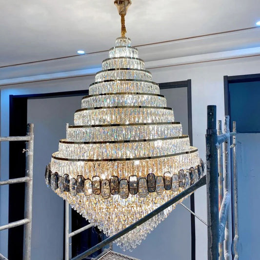 Hall and living room chandelier crystal large hanging light fixture staircase lamp villa hotel lobby theater lustre lighting