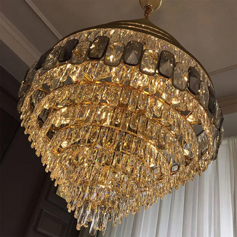 Hall and living room chandelier crystal large hanging light fixture staircase lamp villa hotel lobby theater lustre lighting