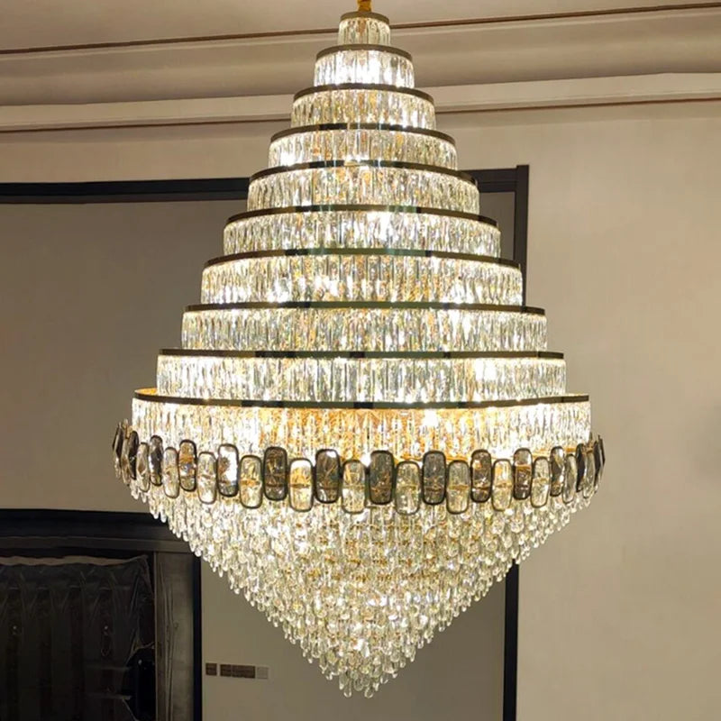 Hall and living room chandelier crystal large hanging light fixture staircase lamp villa hotel lobby theater lustre lighting