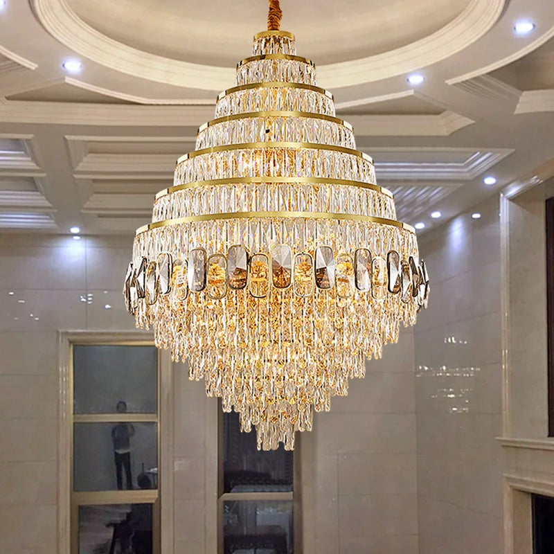 Hall and living room chandelier crystal large hanging light fixture staircase lamp villa hotel lobby theater lustre lighting