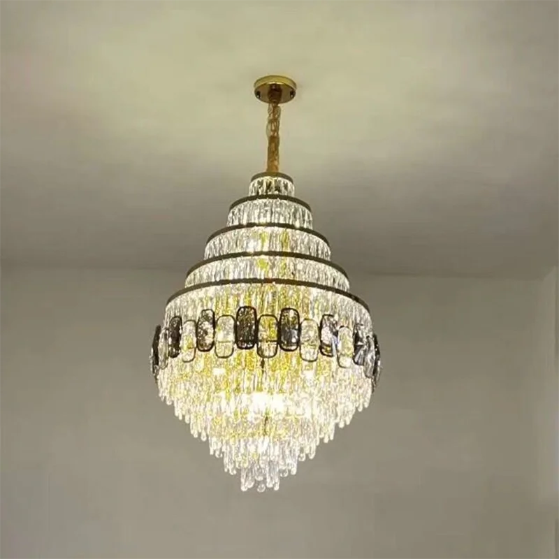 Hall and living room chandelier crystal large hanging light fixture staircase lamp villa hotel lobby theater lustre lighting