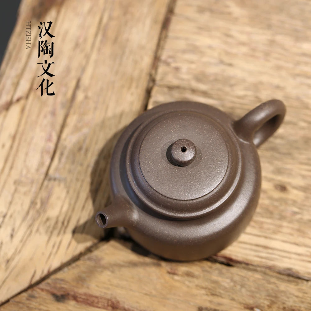 Han Tao Yixing Pure Handmade Clay Purple Mud Bottom Trough, Clear Sky, Green Mud, De Zhong Pot, Kung Fu Tea Set