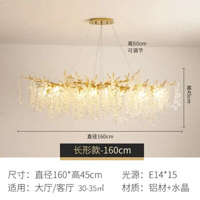High-end atmosphere crystal lamp personality money tree chandelier light luxury living room bedroom dining room villa lighting