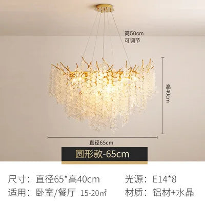 High-end atmosphere crystal lamp personality money tree chandelier light luxury living room bedroom dining room villa lighting