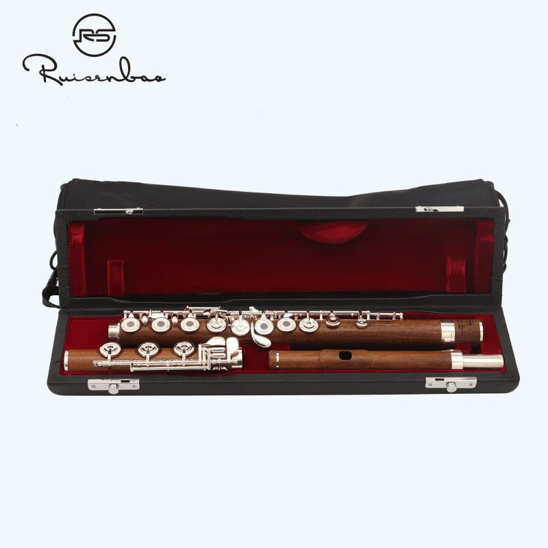 MMOOKA High grade French rosewood 17-key open silver plated flute excellent timbre