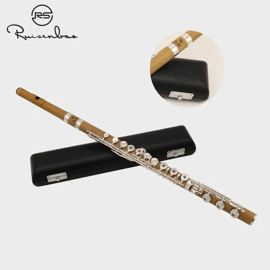 MMOOKA High - grade boxwood French 17 - key opening silver - plated flute with beautiful timbre