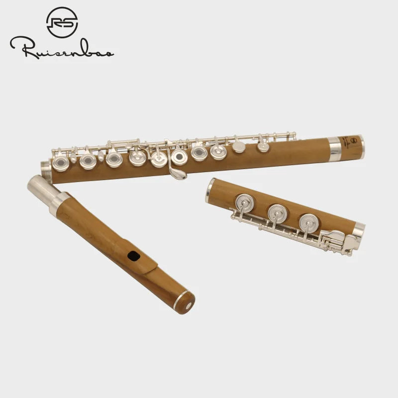 High - grade boxwood French 17 - key opening silver - plated flute with beautiful timbre