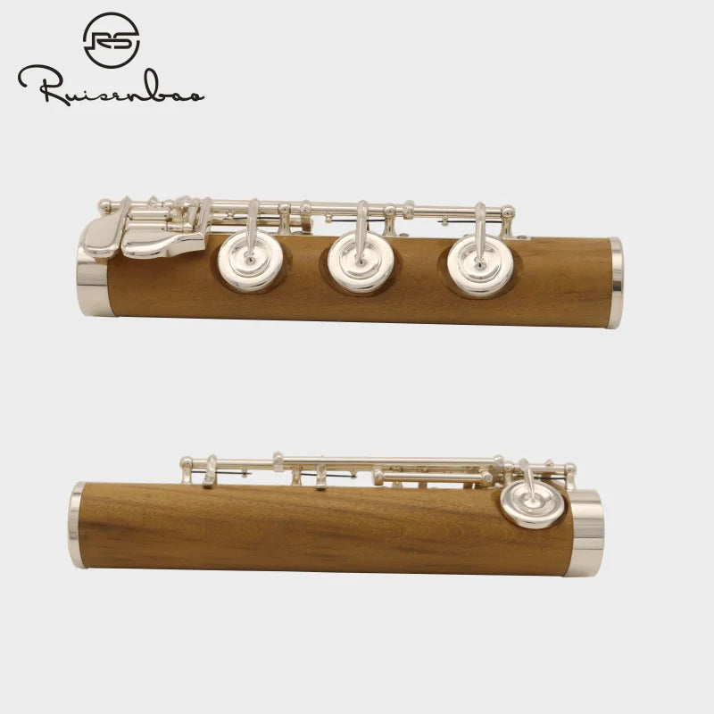 High - grade boxwood French 17 - key opening silver - plated flute with beautiful timbre