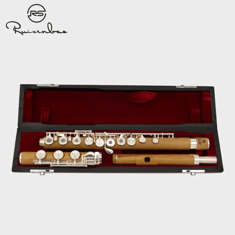 MMOOKA High - grade boxwood French 17 - key opening silver - plated flute with beautiful timbre