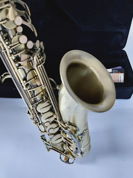 High quality Bb Tenor Saxophone Brass T-901 Music Instrument Matte Antique Copper Abalone Shell Button With Mouthpiece