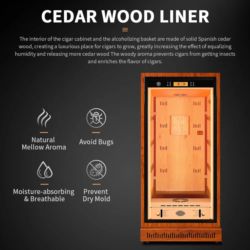 High-quality Cigar Humidor Intelligent Control Temperature Humidity Frequency Conversion No Noise Embedded Cooler Cigar Cabinet