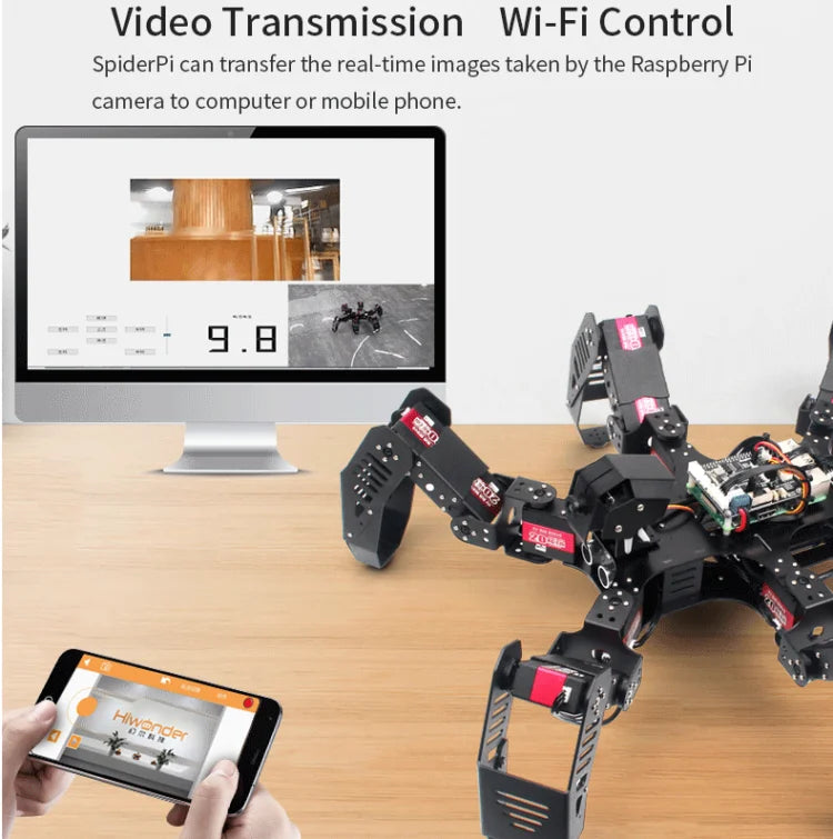 Hiwonder SpiderPi Raspberry Pi AI Intelligent Vision Hexapod Robot for Education Program