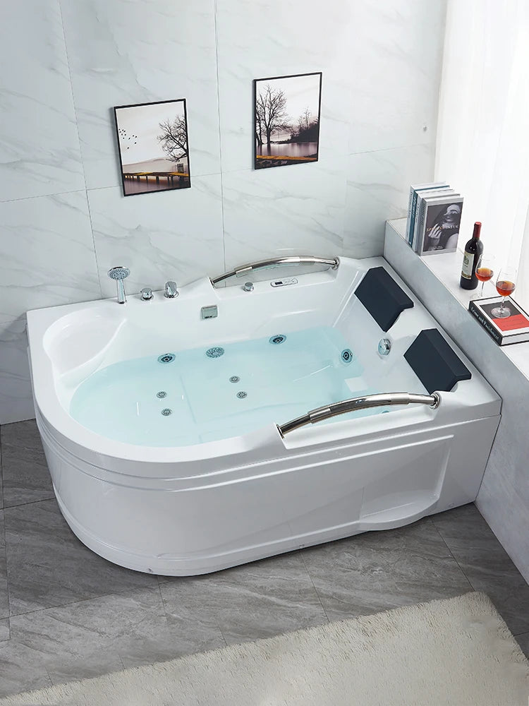 Home adult acrylic double massage heated double armrest bathtub