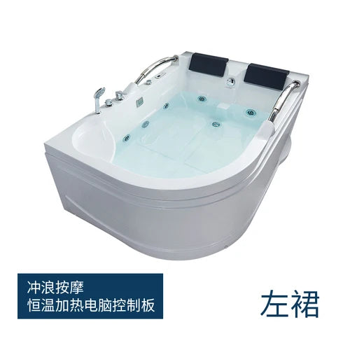 Home adult acrylic double massage heated double armrest bathtub