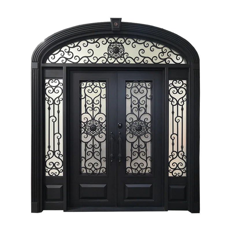 Hot Sale Customization New Steel Door With Wrought Iron Entry Door Window Grill Design High Quality Factory Price