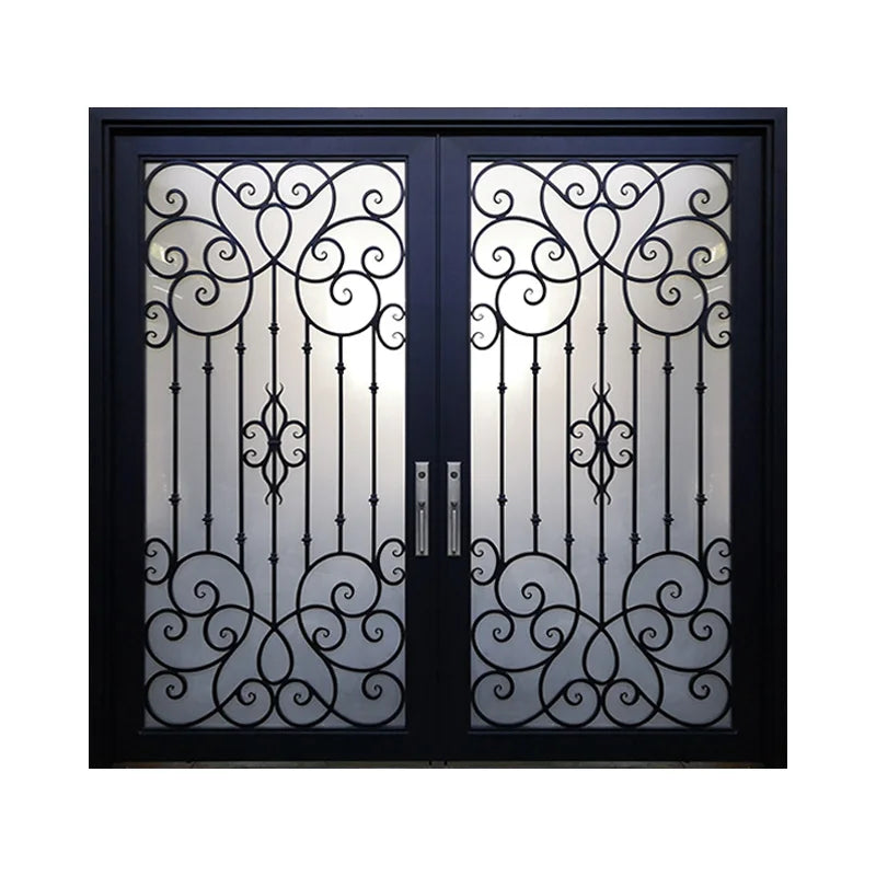 Hot Sale Customization New Steel Door With Wrought Iron Entry Door Window Grill Design High Quality Factory Price