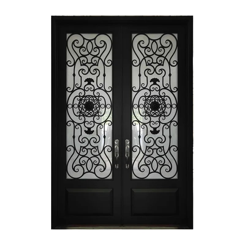 Hot Sale Customization New Steel Door With Wrought Iron Entry Door Window Grill Design High Quality Factory Price