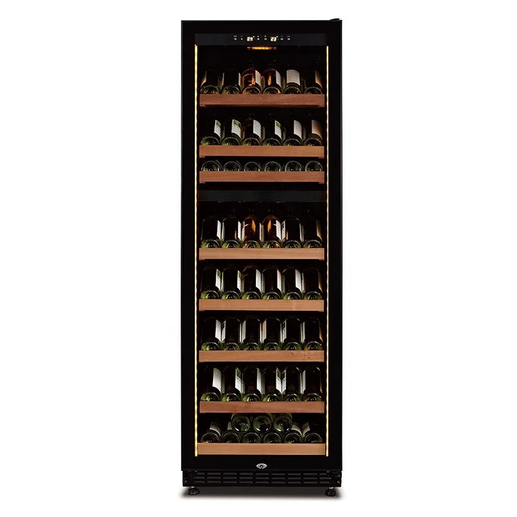 Hot sale Sapele wood shelves wien display chiller Compressor Wine cooler