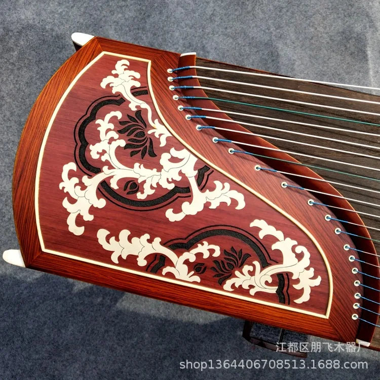 Hot-selling red sandalwood lotus pond moonlight guzheng, playing instrumentos musicais